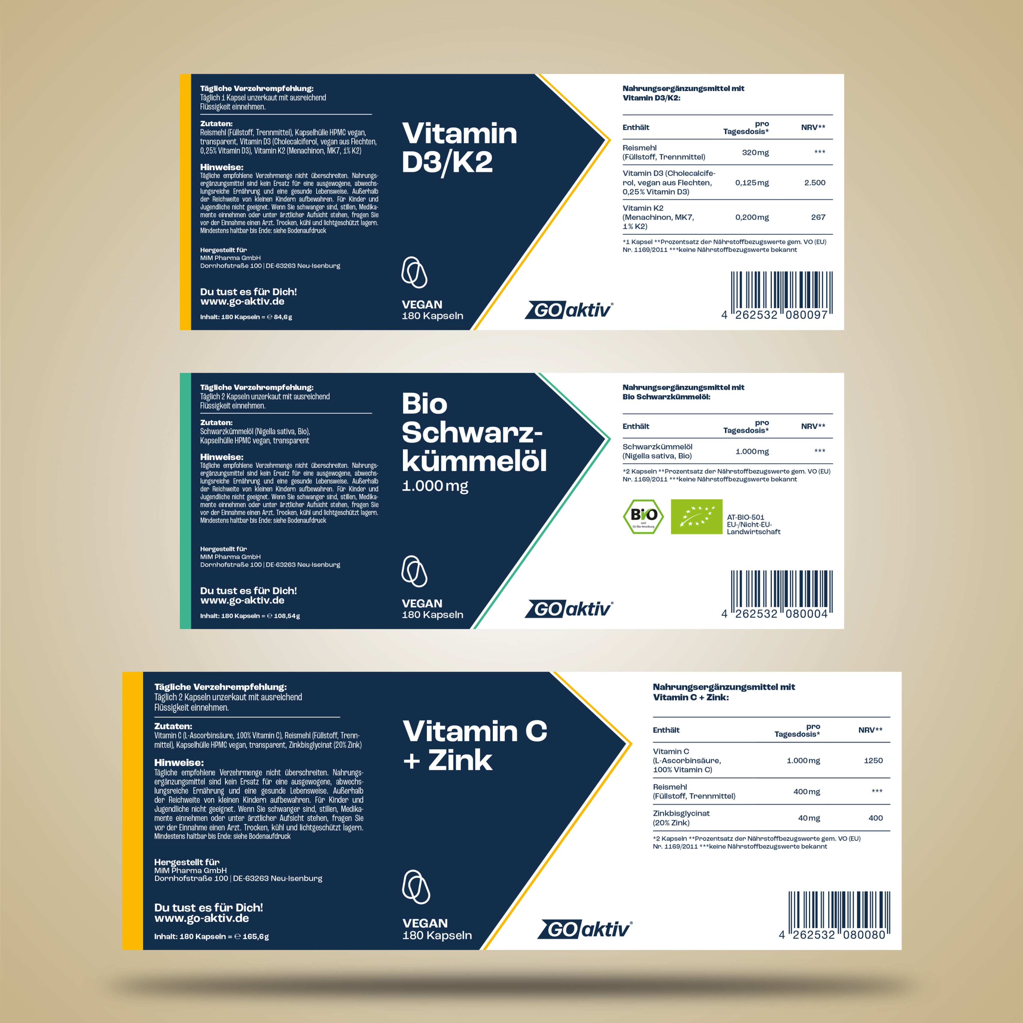 Immun-Power (Vitamin C + Zink, Vitamin D3+K2 & Schwarzkümmelöl Bio)