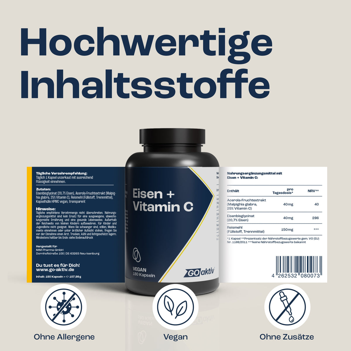 Eisen + Vitamin C Kapseln Kapseln GOaktiv® 
