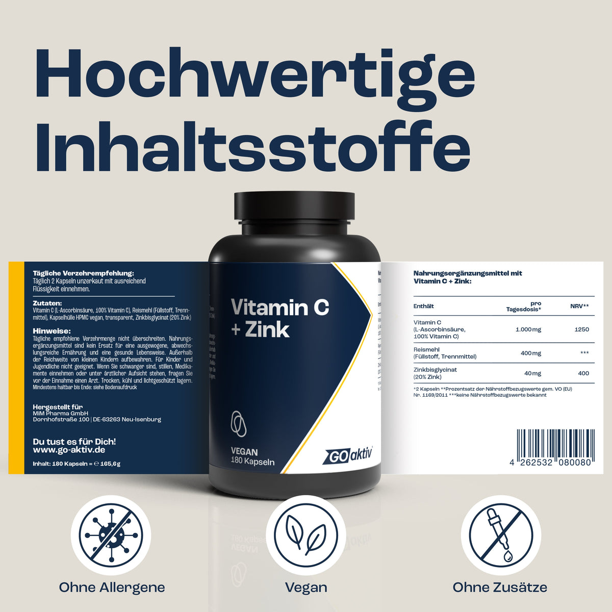 Vitamin C 1000mg + Zink 40mg Kapseln Kapseln GOaktiv® 