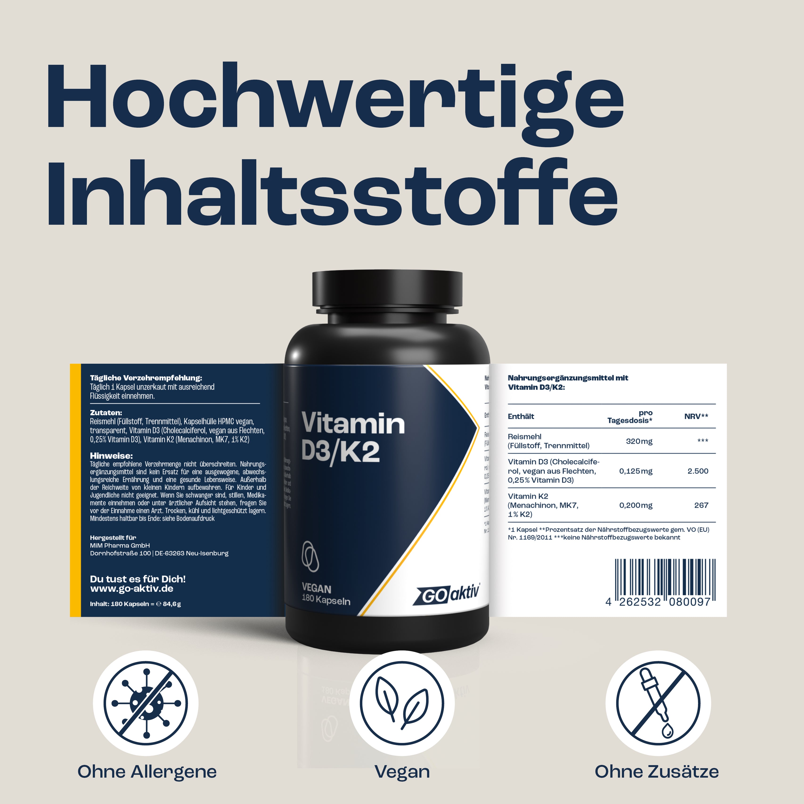Vitamin D3+K2 - 5.000 I.E. Kapseln