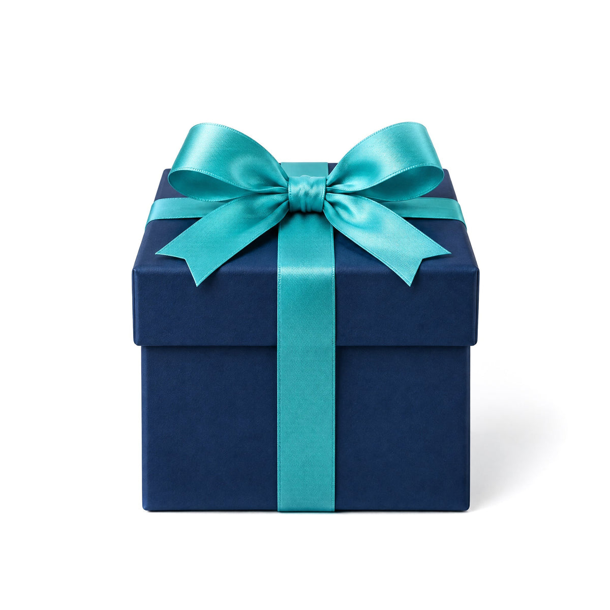 Überraschungsgeschenk von GOaktiv® – Geschenkbox in Navy mit türkiser Schleife